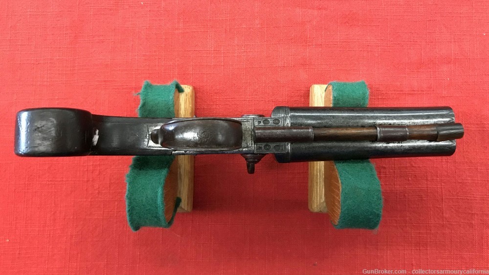 English Double Barrel Side By Side Tap Action Box Lock Flintlock Pistol-img-15