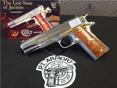 COLT 1911 THE LOST STATE OF JACINTO .45 ACP GOLD ENGRAVED #156 