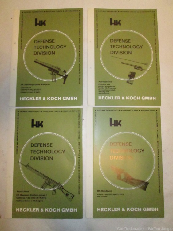 (4) HK Vintage Defense Tech Div Foldout Brochures RARE H&K Heckler Koch NEW-img-0