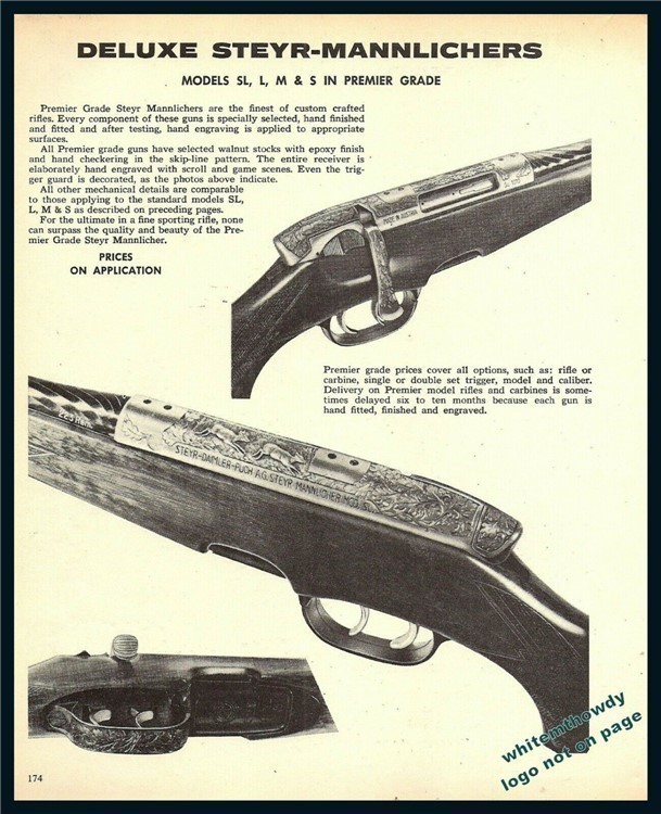 1973 STEYR-MANNLICHER Deluxe SL L M S Premier Grade Rifle PRINT AD-img-0