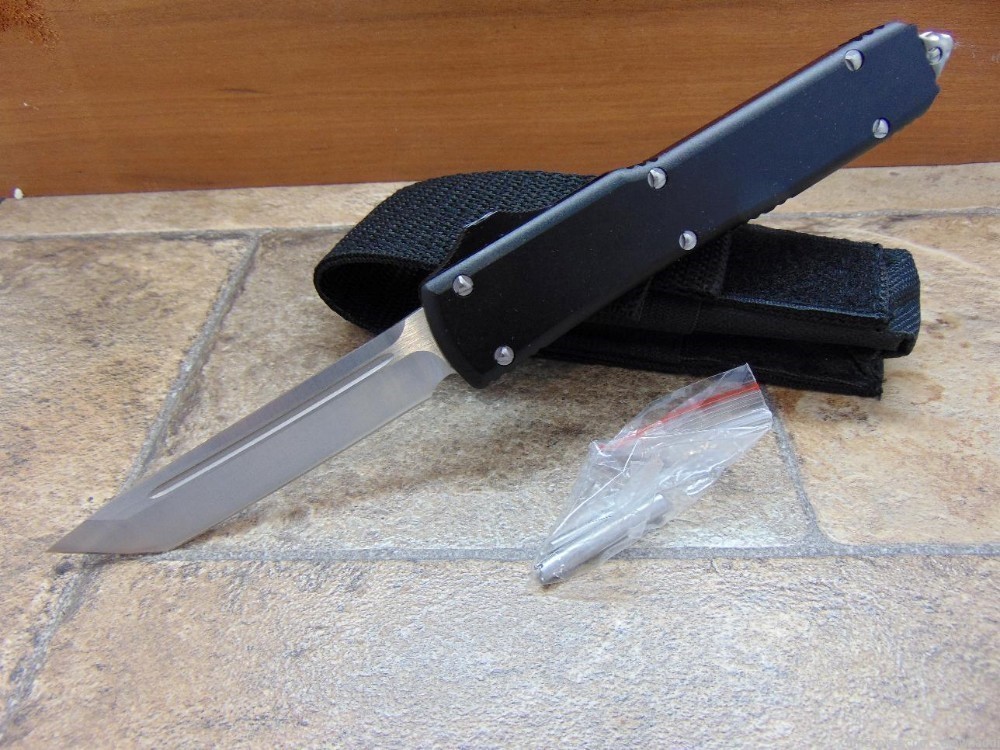 New OTF Knife DA-D2 Tanto Blade, Black T6061 Ultra light handles, 8.5inches-img-0