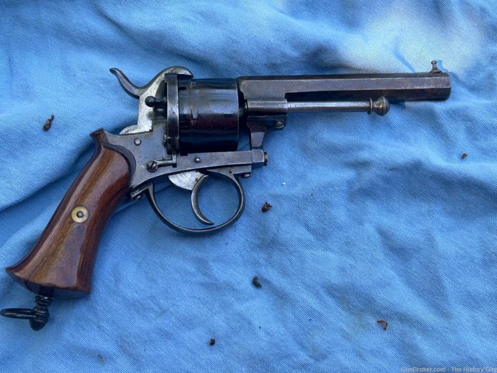 9mm Pinfire Lefaucheux Revolver Civil War era? 1860? French English Belgian-img-1