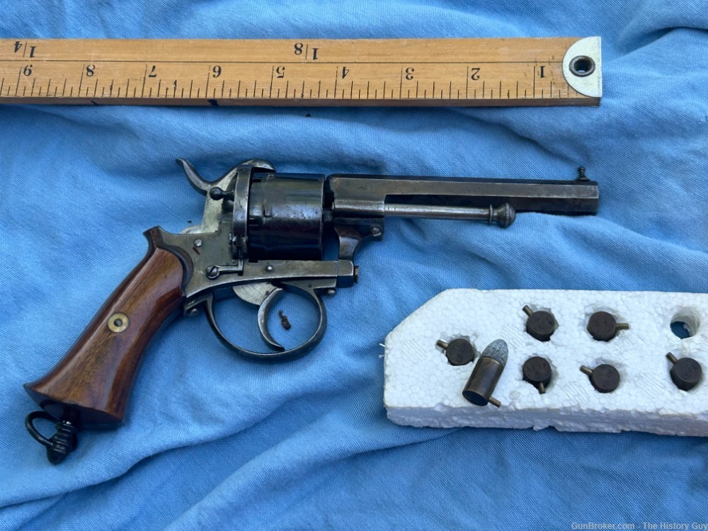 9mm Pinfire Lefaucheux Revolver Civil War era? 1860? French English Belgian-img-0