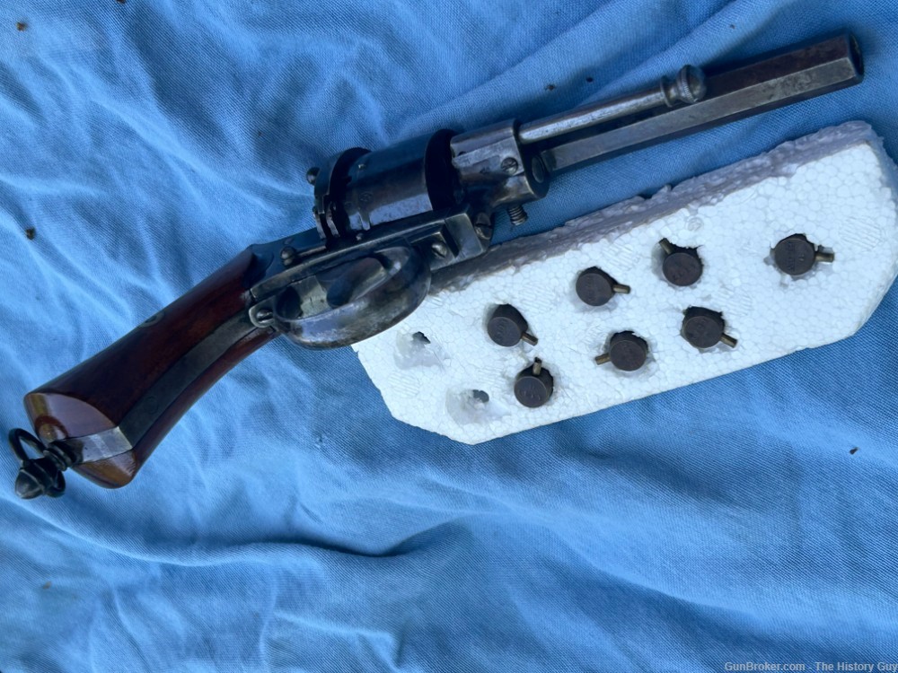 9mm Pinfire Lefaucheux Revolver Civil War era? 1860? French English Belgian-img-3