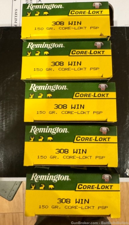 Remington Core-Lokt 308 150gr PSP 5 boxes 100rds fast shipping -img-0