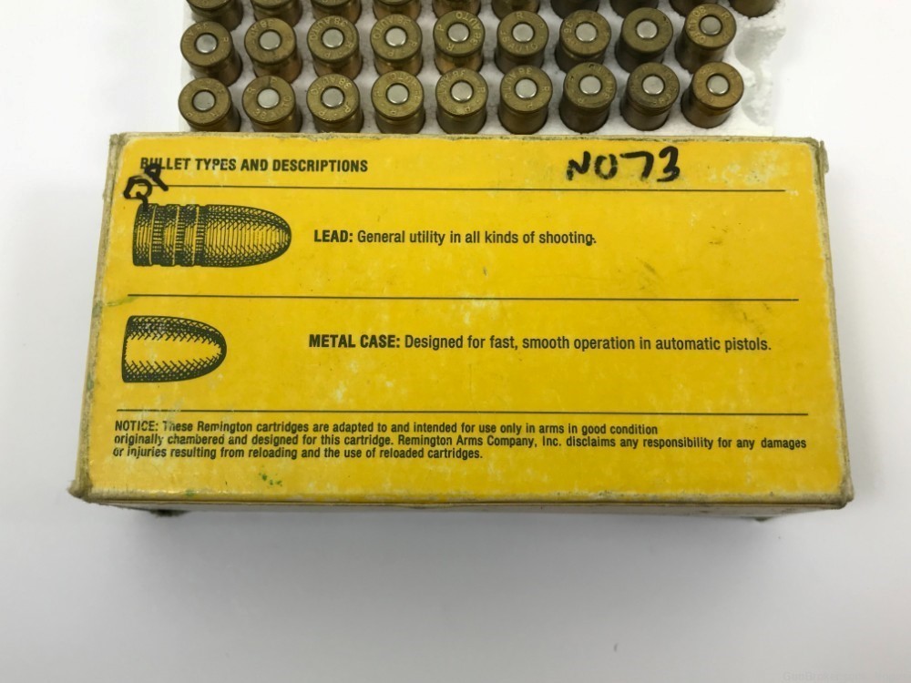 Remington .38 Auto Colt 130 Gr Metal Case Vintage Box 47 Rounds 1204-QP-img-2