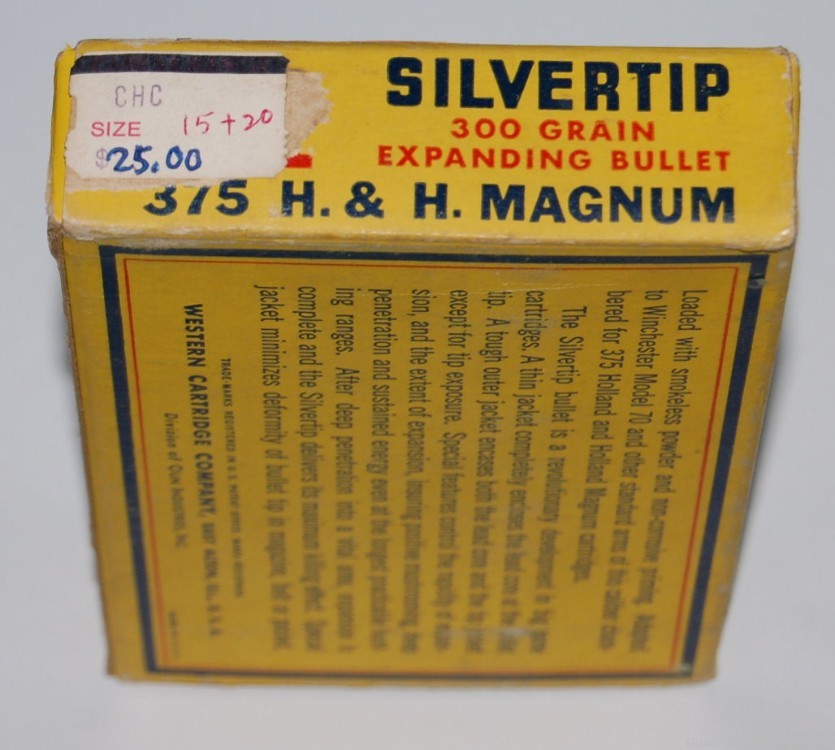 Vintage Full Box of Western Super-X 375 H&H w/ 300 gr Silvertip Holland-img-4