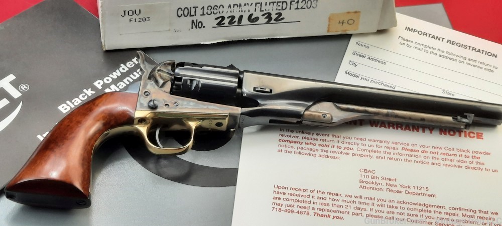 Colt Signature Series 1860 Army with Rare Fluted Cyl. .44 percussion NIB! -img-3