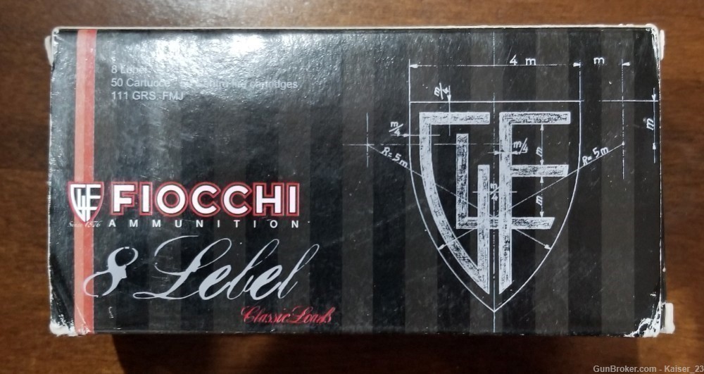 Box of Fiocchi 8mm Lebel Revolver Ammo (50rd)-img-0