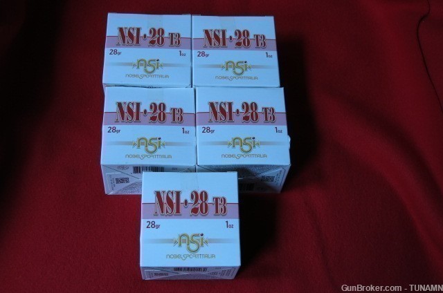 Nobel Sport 28 Ga 2 3/4" 7 1/2 Shot 1 Oz Lead 1205 FPS 125 Rounds 5 Boxes -img-0