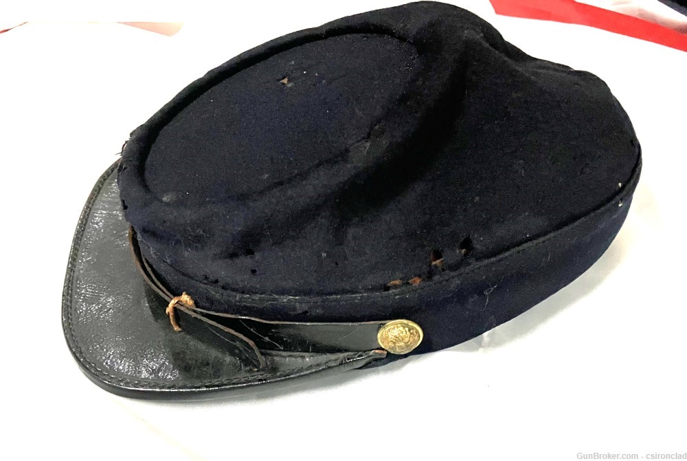 U.S. Army Kepi, Indian War period, original with chin strap and buttons-img-2