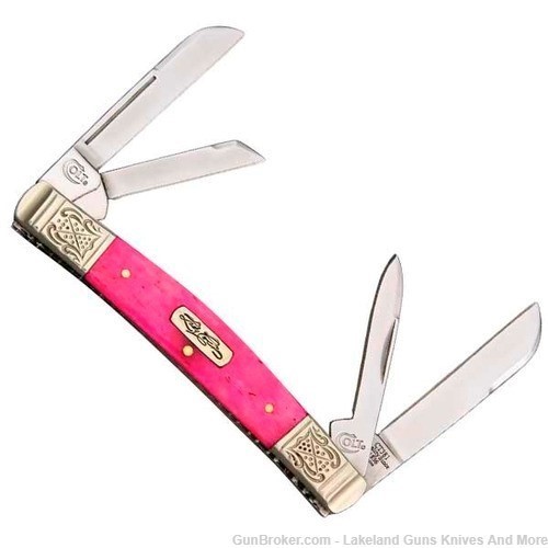 NIB Beautiful Rare Lady Colt Pink Bone 4 Blade Fancy Congress Knife!-img-0