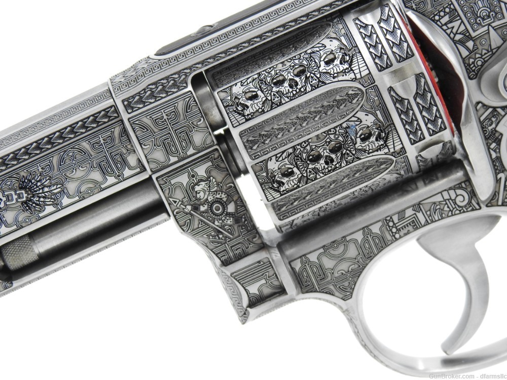 Rare Unique Aztec Custom Engraved S&W Smith & Wesson 686 Plus 6" 357 MAG-img-6