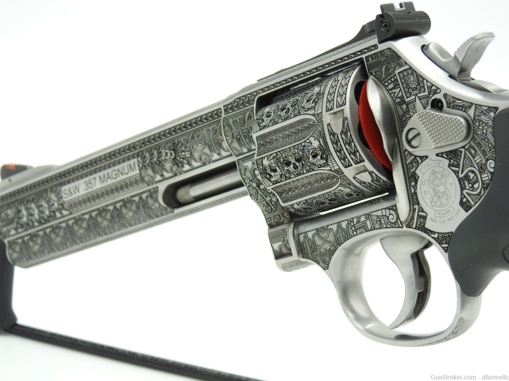 Rare Unique Aztec Custom Engraved S&W Smith & Wesson 686 Plus 6" 357 MAG-img-10
