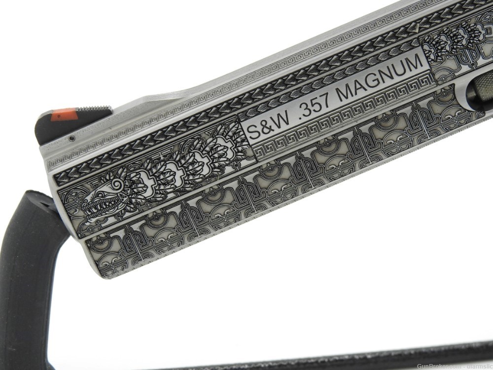 Rare Unique Aztec Custom Engraved S&W Smith & Wesson 686 Plus 6" 357 MAG-img-4