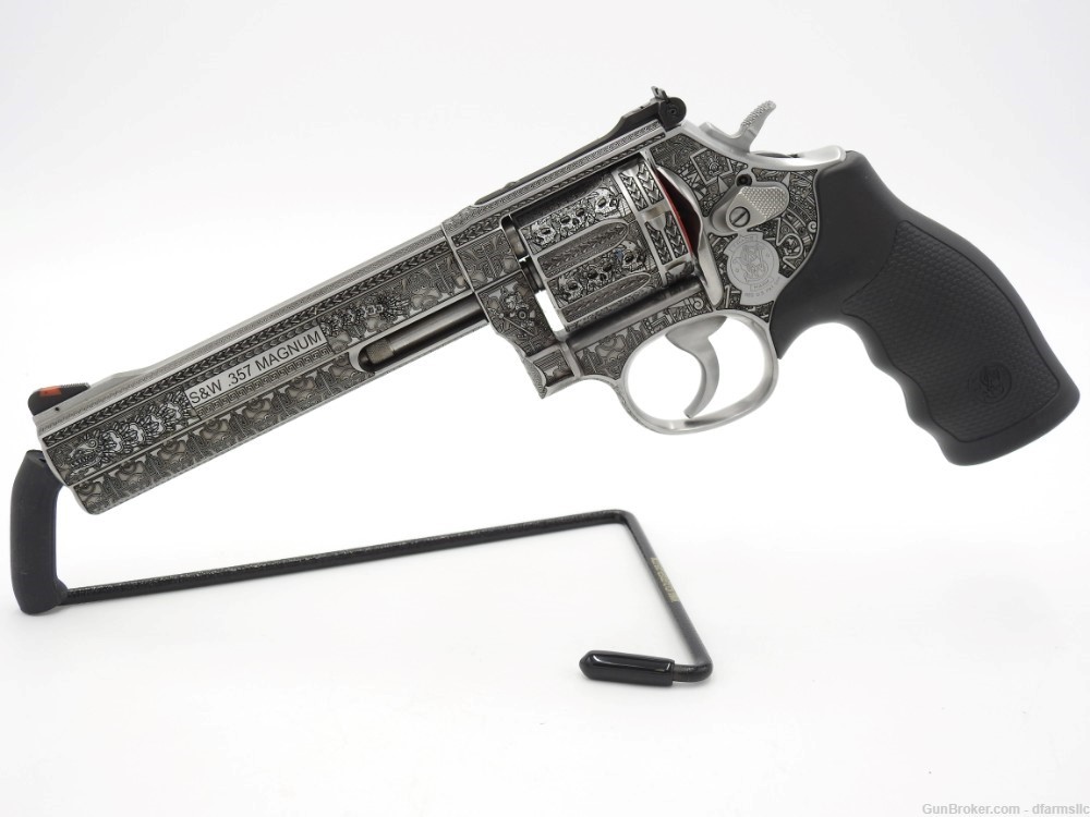 Rare Unique Aztec Custom Engraved S&W Smith & Wesson 686 Plus 6" 357 MAG-img-3