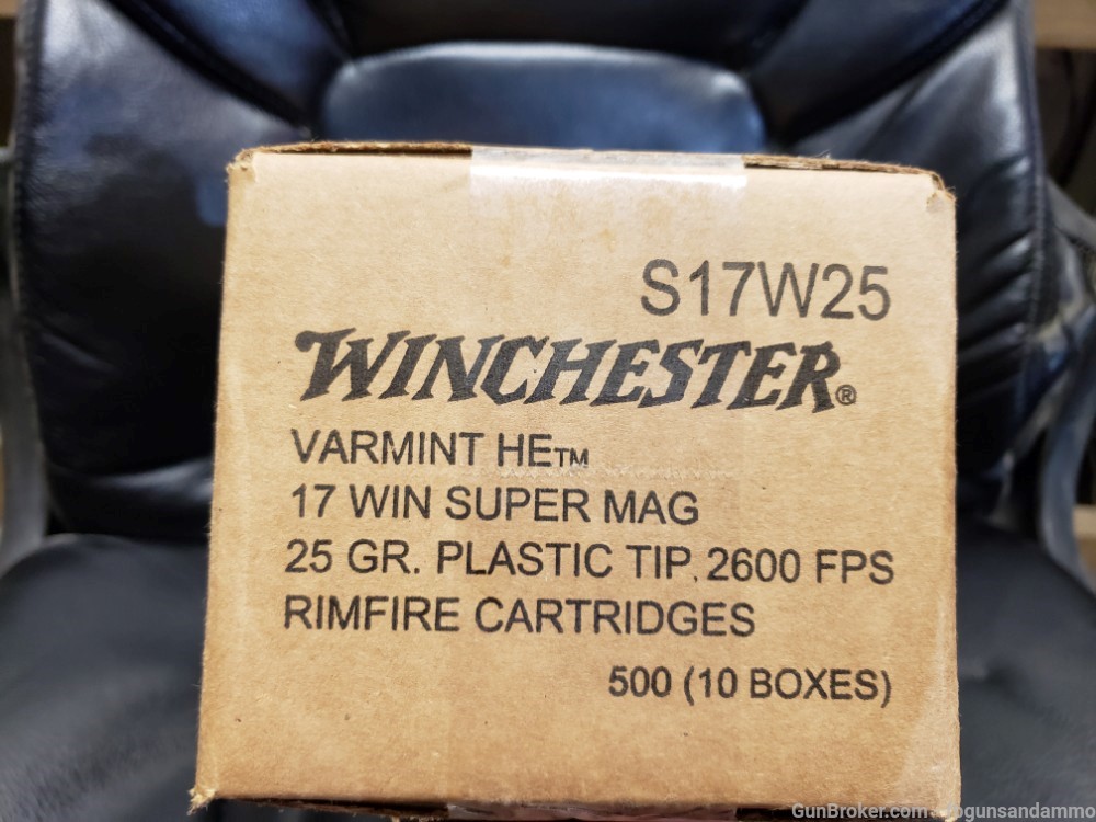 NEW 500 ROUNDS WINCHESTER VARMINT HE 17 WIN SUPER MAG MAGNUM 25 ELITE BMAG-img-0