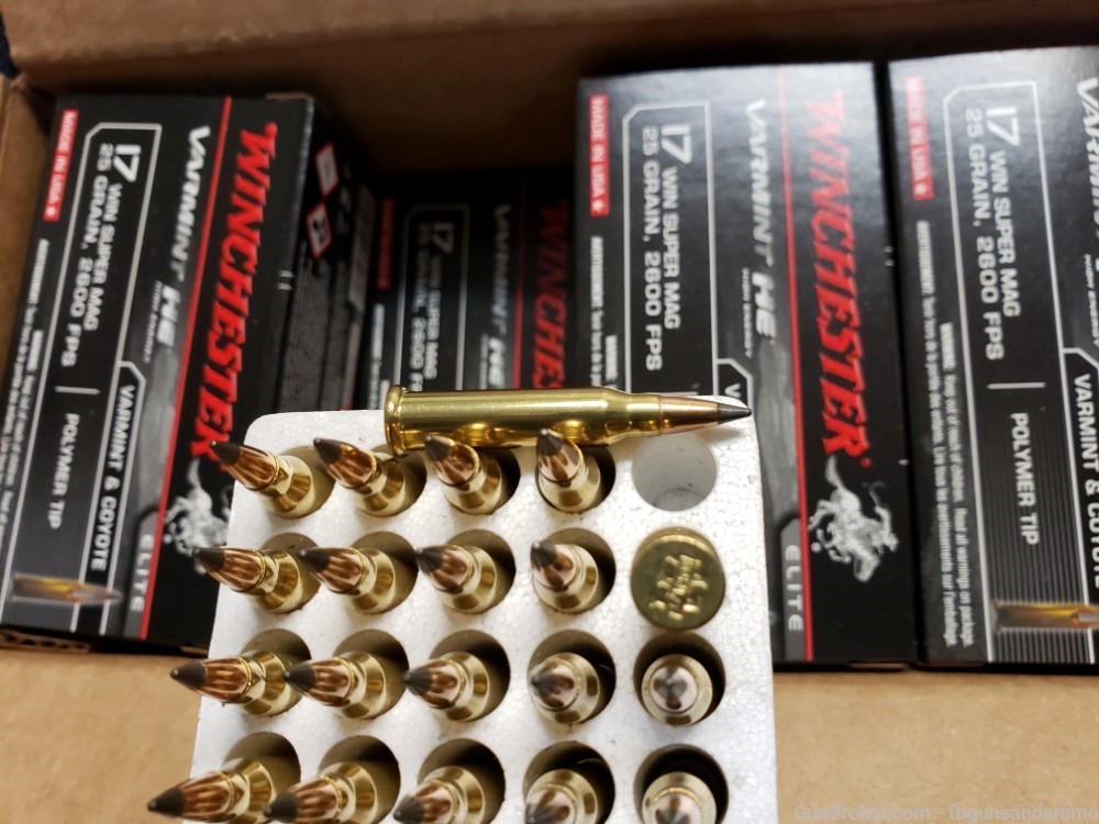 NEW 500 ROUNDS WINCHESTER VARMINT HE 17 WIN SUPER MAG MAGNUM 25 ELITE BMAG-img-5