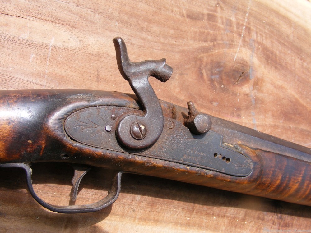 Antique Percussion Half Stock Rifle Tryon London Black Powder Muzzleloader-img-10