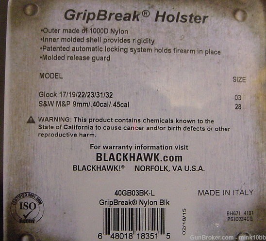 Blackhawk Grip Break Holster Glock17-19-22-22-23-31-32 Left-img-3
