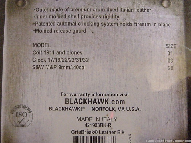 Blackhawk Grip Break Holster Glock17-19-22-22-23-31-32 Right-img-3