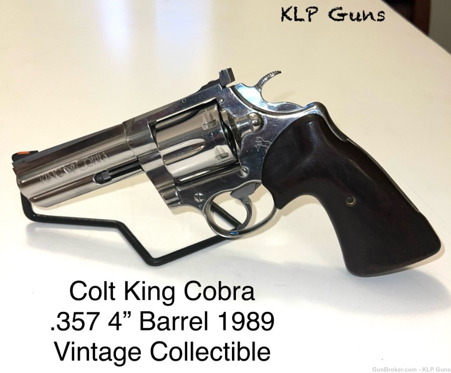 Colt King Cobra 1989 .357 Magnum 4” Mirrored Stainless Steel SNAKE GUN-img-0