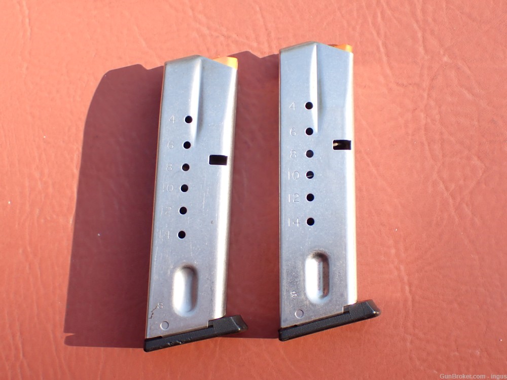 (2 TOTAL) SMITH & WESSON MODEL 5906 FACTORY 9MM 15RD STAINLESS MAGAZINE-img-0