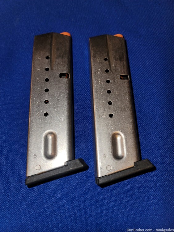 2 S&W 659, 5906, 910, or 915 9mm 15rd. S/S Orig. Factory Magazines-img-2