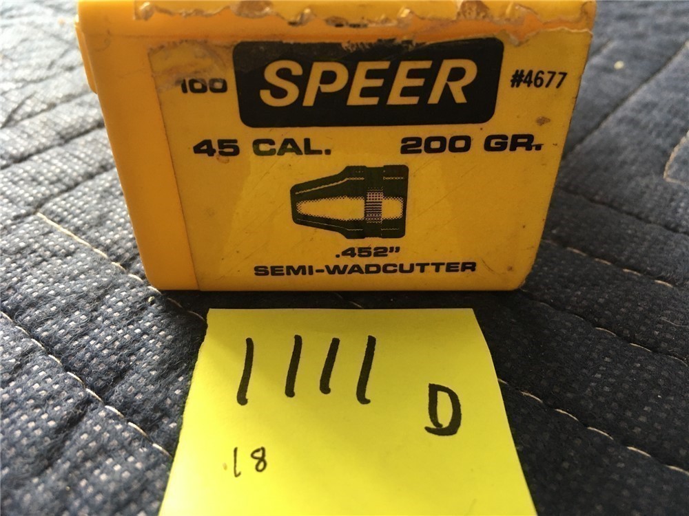 1111d) Box Of 18 Speer 45 Cal 200 Grain Semi Wadcutter Bullets 4677-img-3