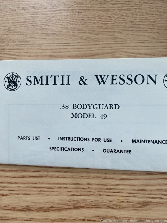 SMITH & WESSON MODEL NO. 49 .38 BODYGUARD MANUAL (683)-img-0