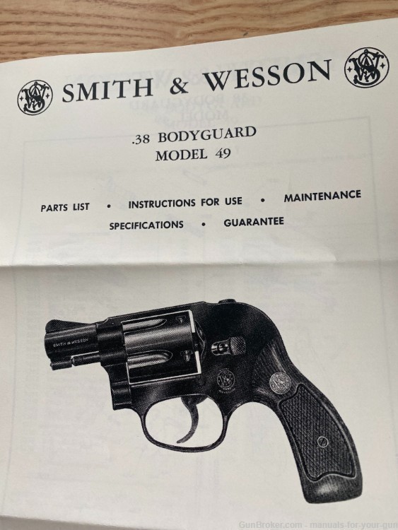 SMITH & WESSON MODEL NO. 49 .38 BODYGUARD MANUAL (683)-img-1