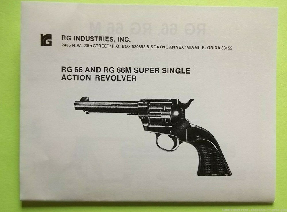 RG 66 AND 66M SUPER SINGLE ACTION REVOLVER OWNER INSTRUCTION MANUAL (639)-img-0