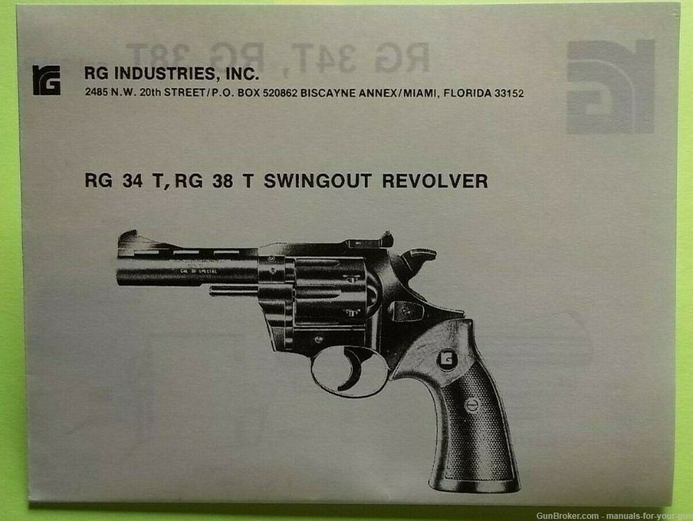 RG 34T & 38T SWINGOUT REVOLVER 22LR & 38 SPECIAL INSTRUCTION MANUAL (637)-img-0
