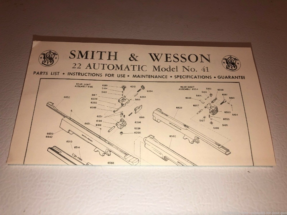 SMITH AND WESSON .22  LR CALIBER AUTOMATIC MODEL NO. 41 MANUAL (606)-img-0