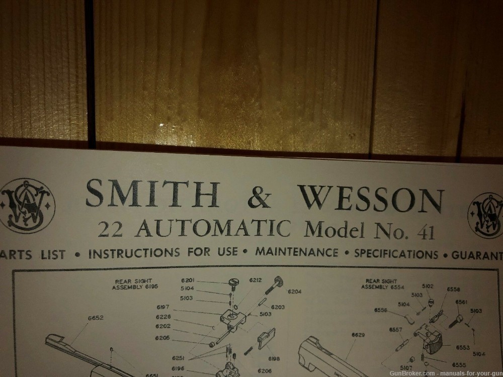 SMITH AND WESSON .22  LR CALIBER AUTOMATIC MODEL NO. 41 MANUAL (606)-img-4