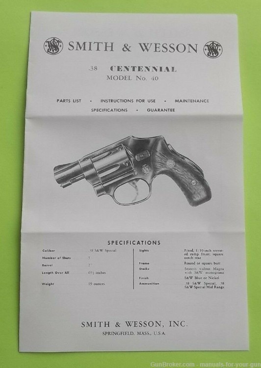 SMITH AND WESSON   MODEL NO. 40 - .38 CALIBER MANUAL (602)-img-3