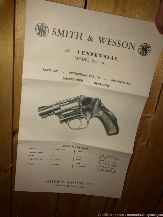 SMITH AND WESSON   MODEL NO. 40 - .38 CALIBER MANUAL (602)-img-1