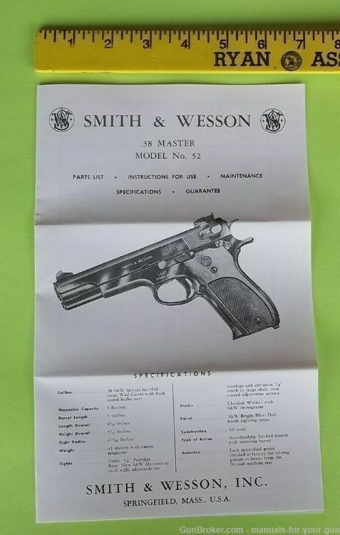 SMITH & WESSON .38 MASTER MODEL 32 PISTOL MANUAL (600)-img-1