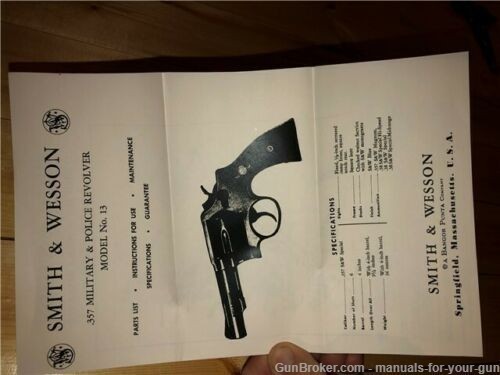 SMITH AND WESSON .357 MODEL NO. 13 POLICE REVOLVER MANUAL (599)-img-2