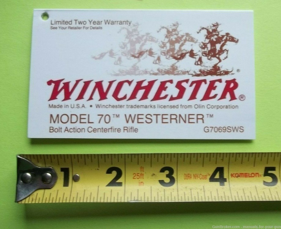 WINCHESTER MODEL 70 WESTERNER BOLT ACTION CENTERFIRE RIFLE MANUAL (598)-img-3