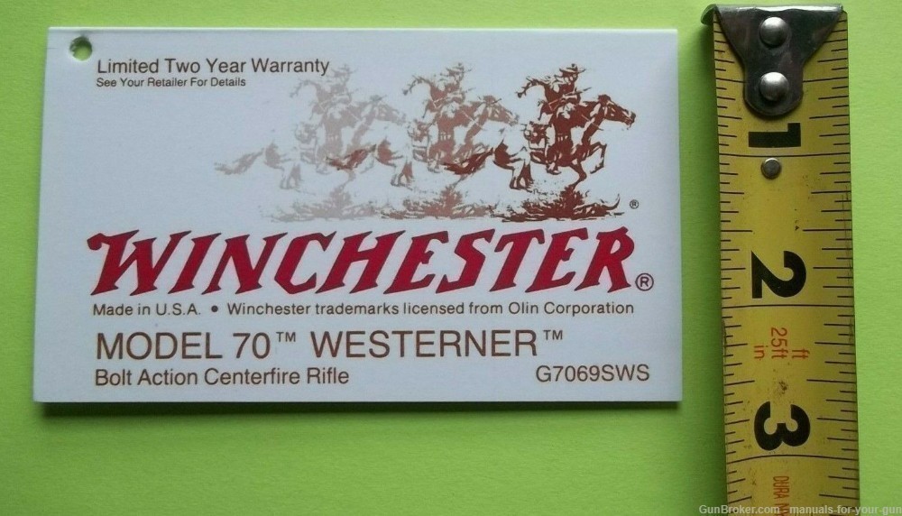 WINCHESTER MODEL 70 WESTERNER BOLT ACTION CENTERFIRE RIFLE MANUAL (598)-img-1