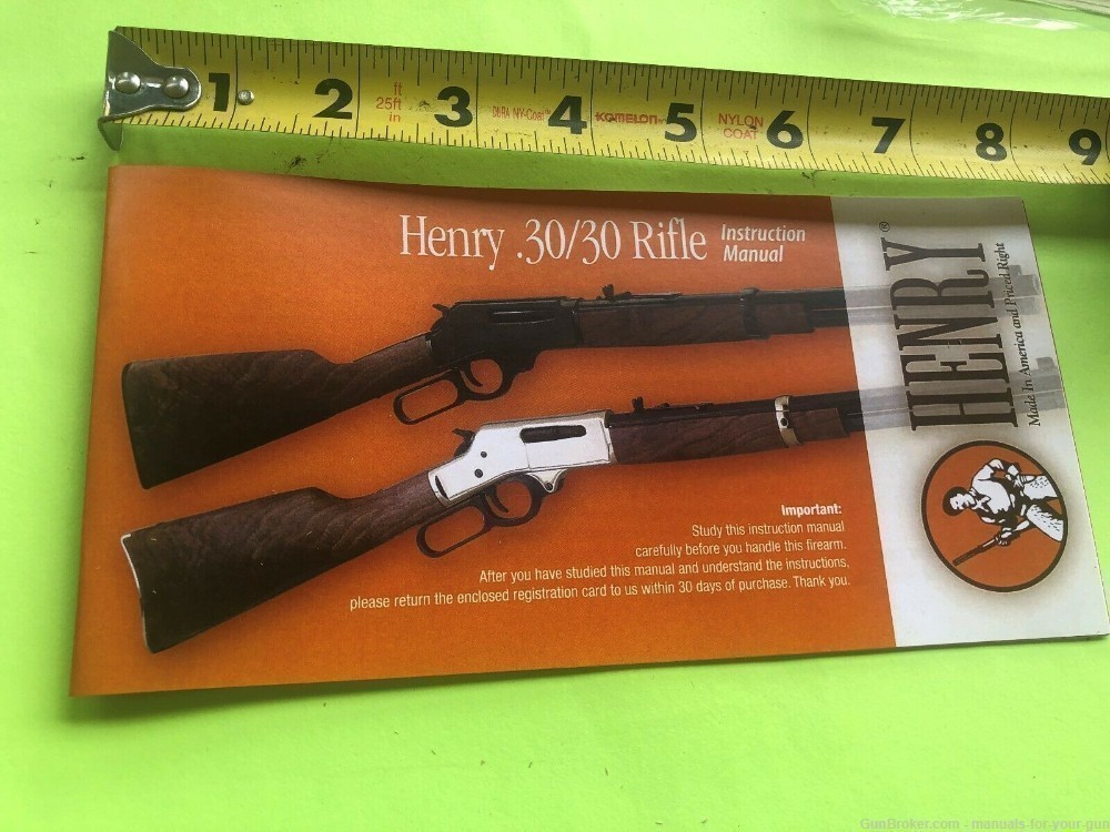 HENRY RIFLE LEVER ACTION .30/30 Owners Manual (596)-img-2