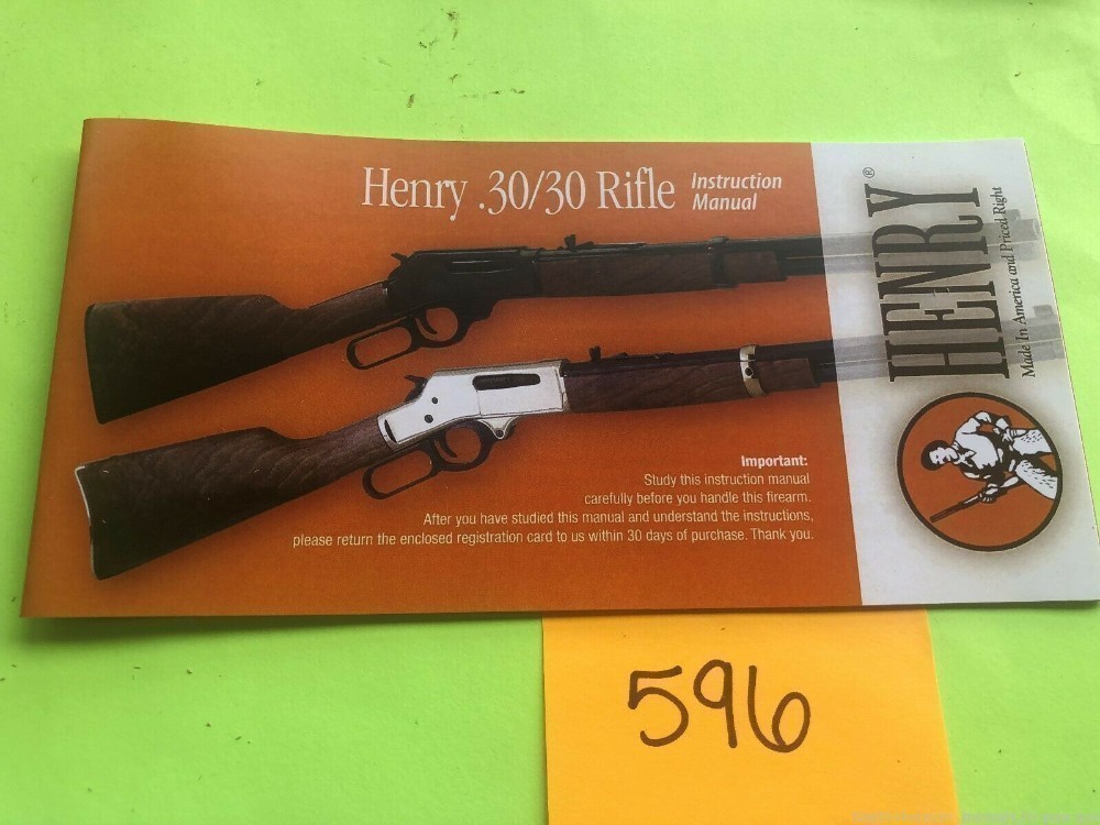 HENRY RIFLE LEVER ACTION .30/30 Owners Manual (596)-img-1