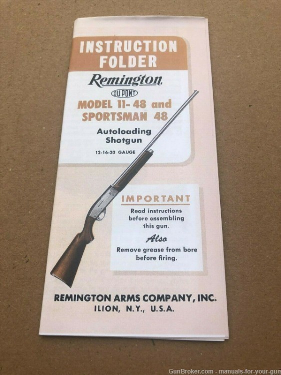 Remington Instructions Folder for Model 11-48 & SPORTSMAN 48 AUTOLOAD (593)-img-0