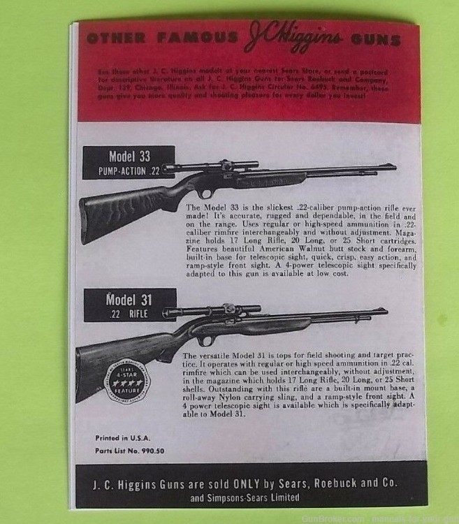 J.C. HIGGINS MODEL 88 9-SHOT .22LR CALIBER DOUBLE-ACTION REVOLVER MAN. (580-img-1