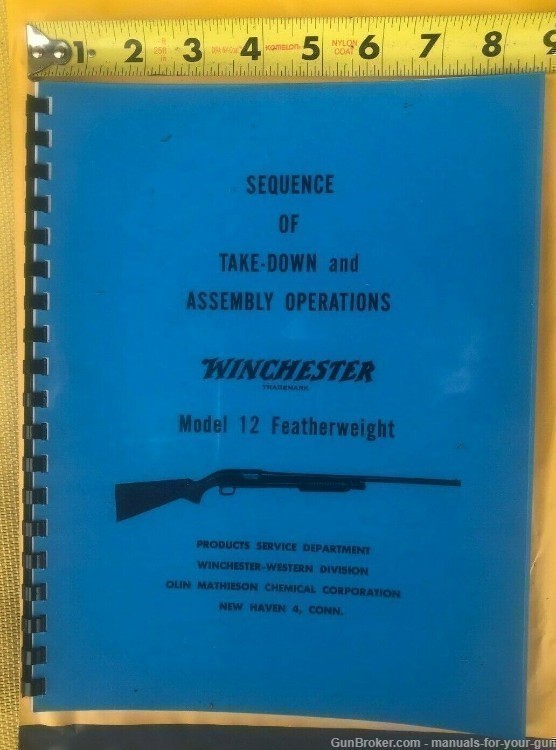 LARGE TAKEDOWN GUNSMITH MANUAL WINCHESTER  MODEL 12 FEATHERWEIGHT (572)-img-2