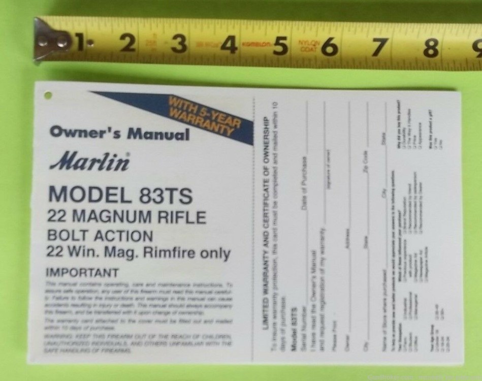 MARLIN MODEL 83TS 22 MAG BOLT ACTION RIFLE WIN. RIMFIRE ONLY OWNER (570)-img-2