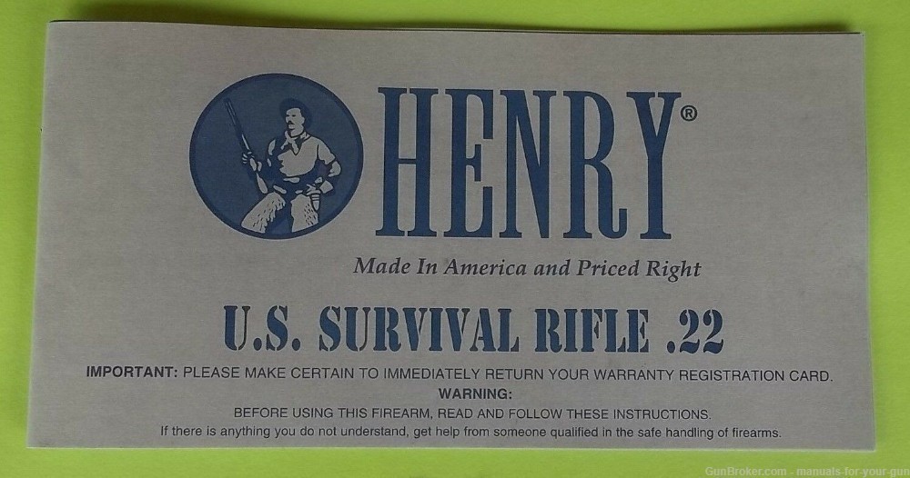 HENRY SURVIVAL RIFLE .22 Owners Manual (552)-img-0