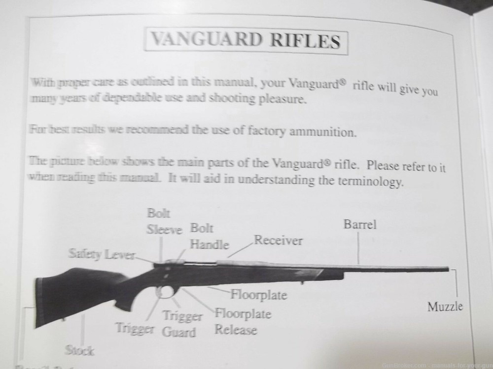 WEATHERBY VANGUARD BOLT ACTION RIFLE INSTRUCTION OWNERS MANUAL (548)-img-2