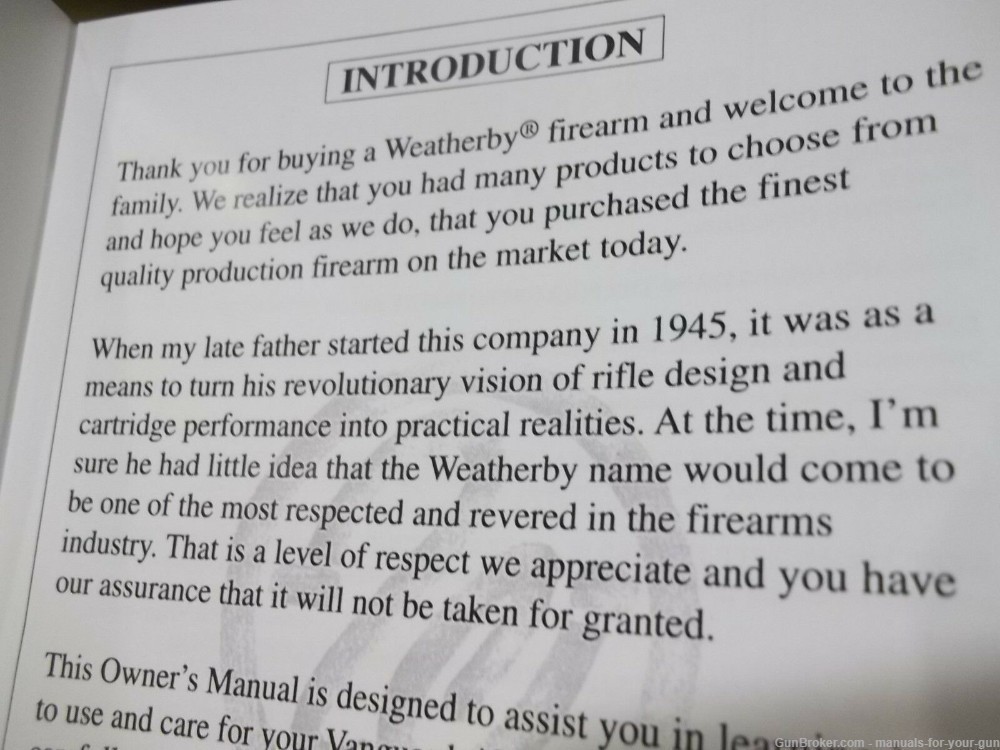 WEATHERBY VANGUARD BOLT ACTION RIFLE INSTRUCTION OWNERS MANUAL (548)-img-4